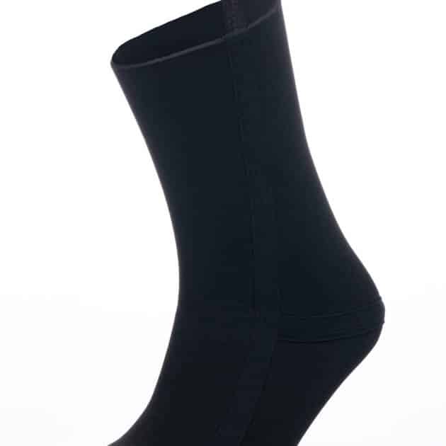 A C-Skins Measured 2.5mm black sock is shown on a foot-shaped mannequin, standing upright against a plain white background.