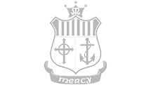 A black and white crest featuring a cross on the left, an anchor on the right, and a banner below with the word "Hope" written on it. The top of the crest has a bird with outstretched wings.